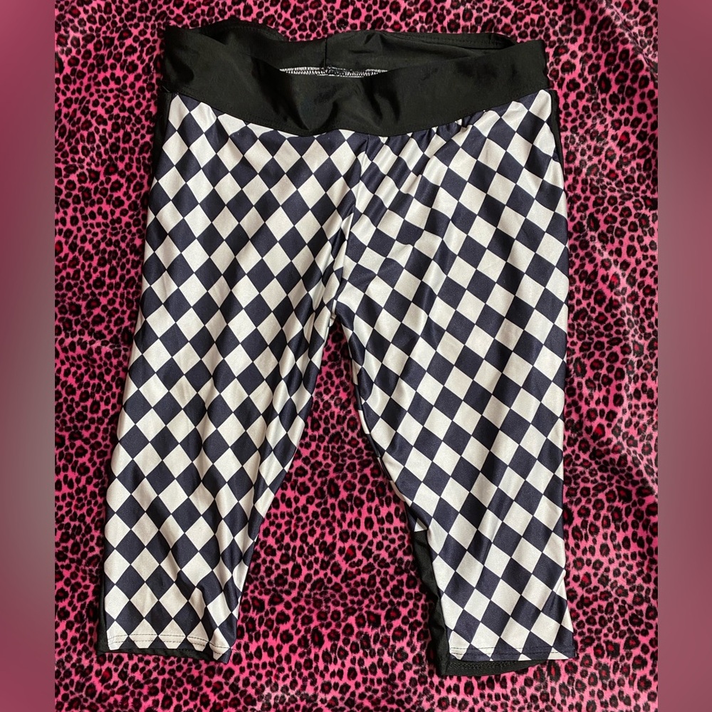 Black and White Checkered Bike Shorts